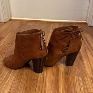 Ana peep toe suede boots size 6.5